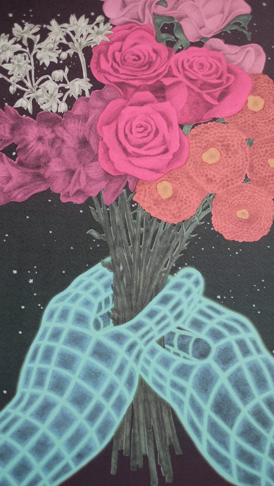 Image of "DREAMBOAT BOUQUET" LIMITED EDITION A3 INDIGO PRINT