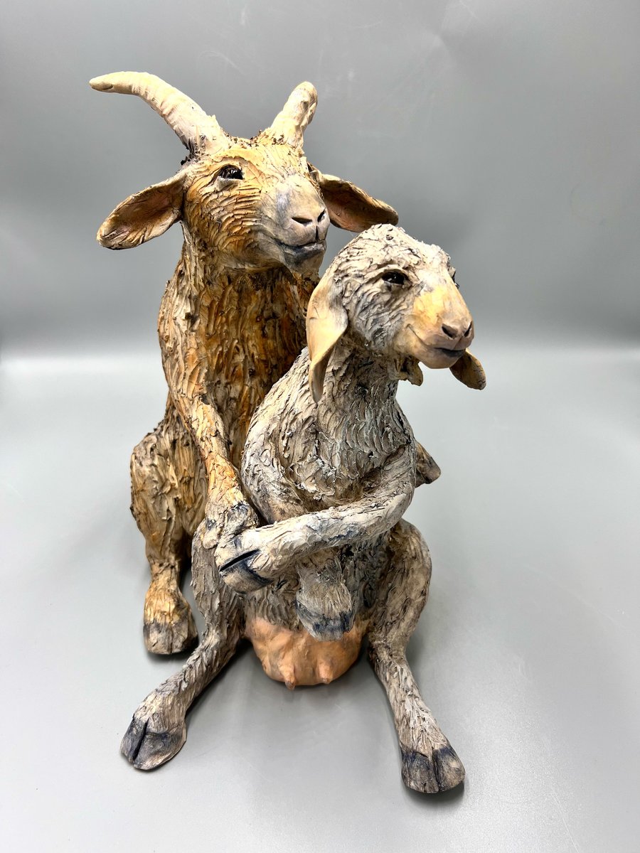 Image of 2 Old Goats under a harvest moon- Julie Kradel Solo Exhibit