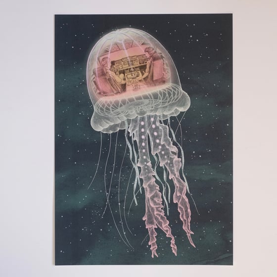 Image of "JELLYVISION" LIMITED EDITION A3 INDIGO PRINT