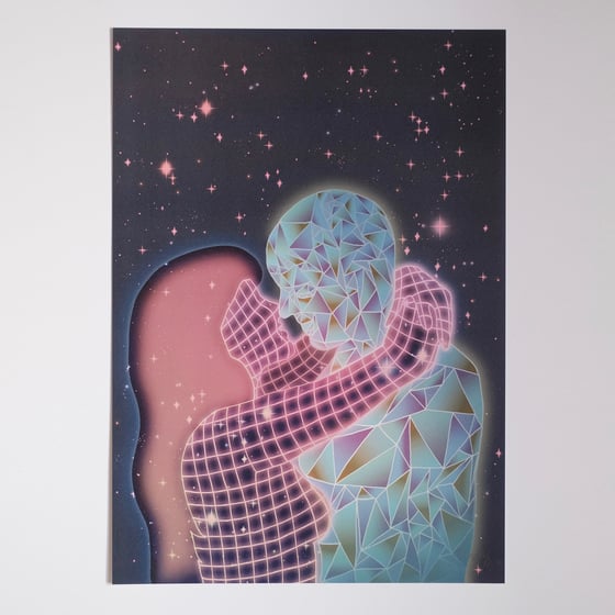 Image of "ROBOT SLAVE TO LOVE" LIMITED EDITION A3 INDIGO PRINT
