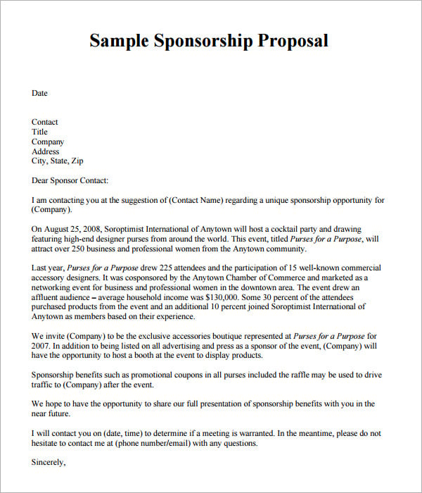 Sponsorship Proposal Be Original Expo