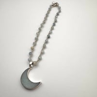 Image 3 of Aquamarine & Amazonite Moon Car Charm