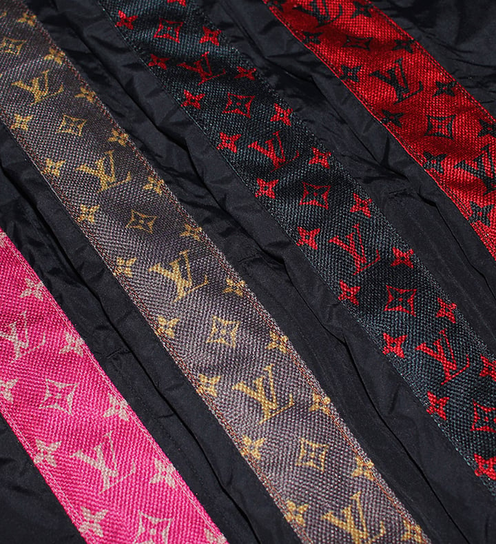 Custom LV monogram striped track pants. Polyester - Depop