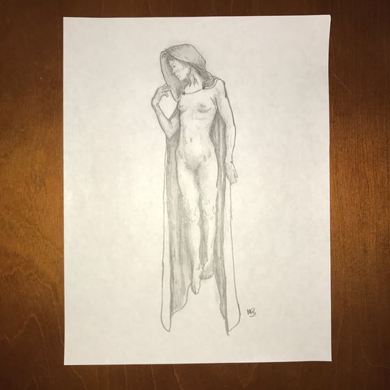 Image of Female Traveller original drawing