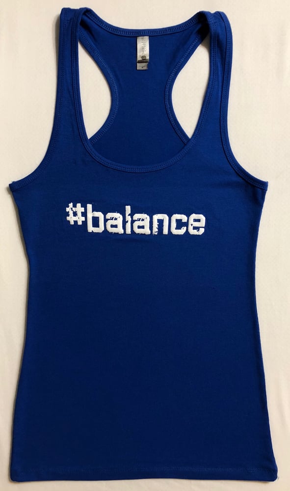 Image of “#balance” WOMENS RACERBACK - BLUE