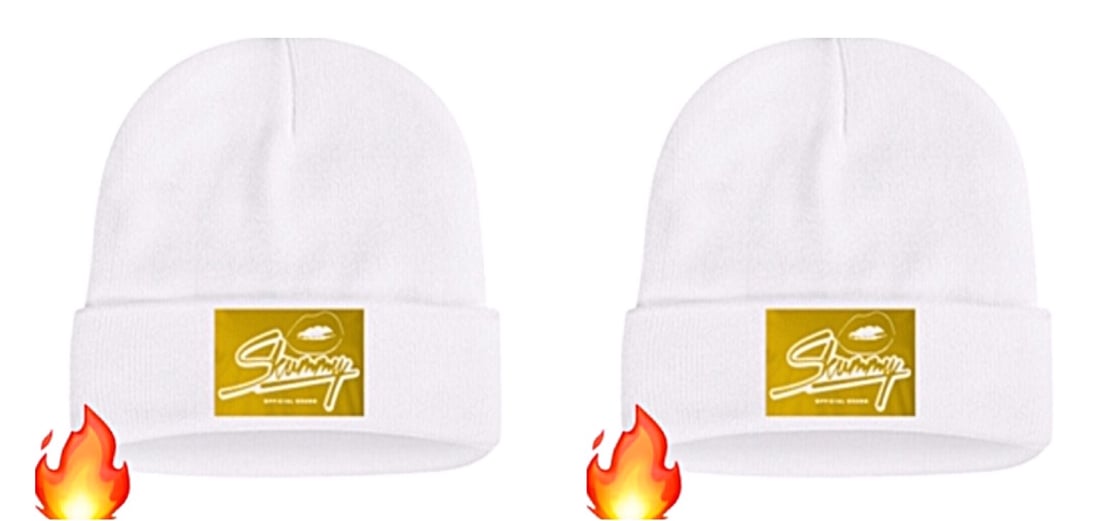 Image of White & Gold Beanie Hat