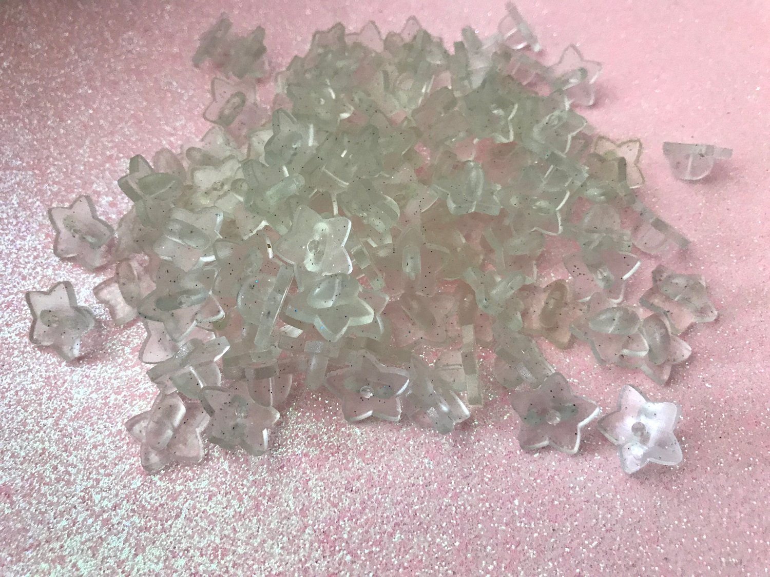 Image of Star Rubber Backers - Clear Glitter
