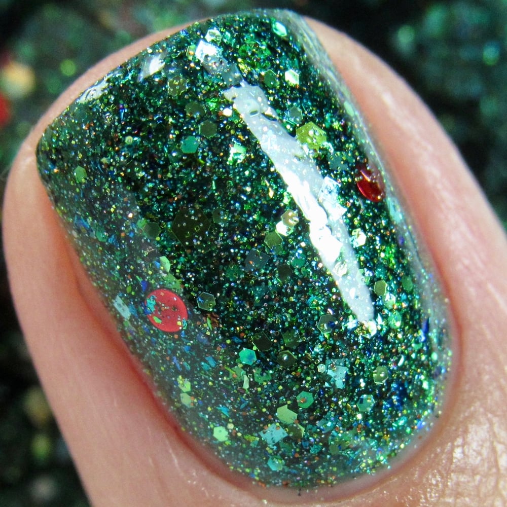 Image of ~Holly~ green jelly with green, gold & red glitters and multichrome flakes!