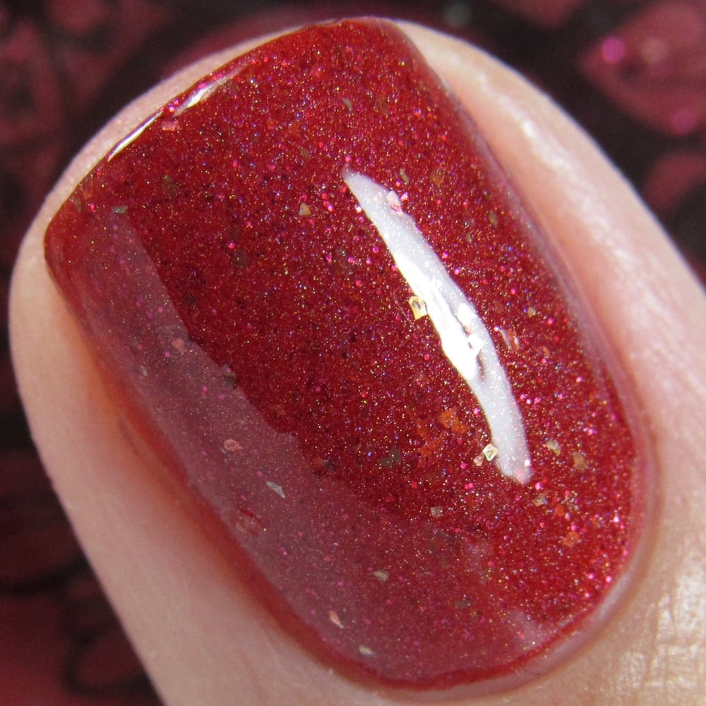 Image of ~Poinsettia~ deep red scattered holo with silver flakes & microglitters!