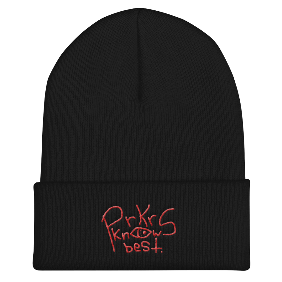 Image of 'PRKR Knows Best' Scribble Beanie - Black