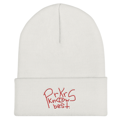 Image of 'PRKR Knows Best' Scribble Beanie - White
