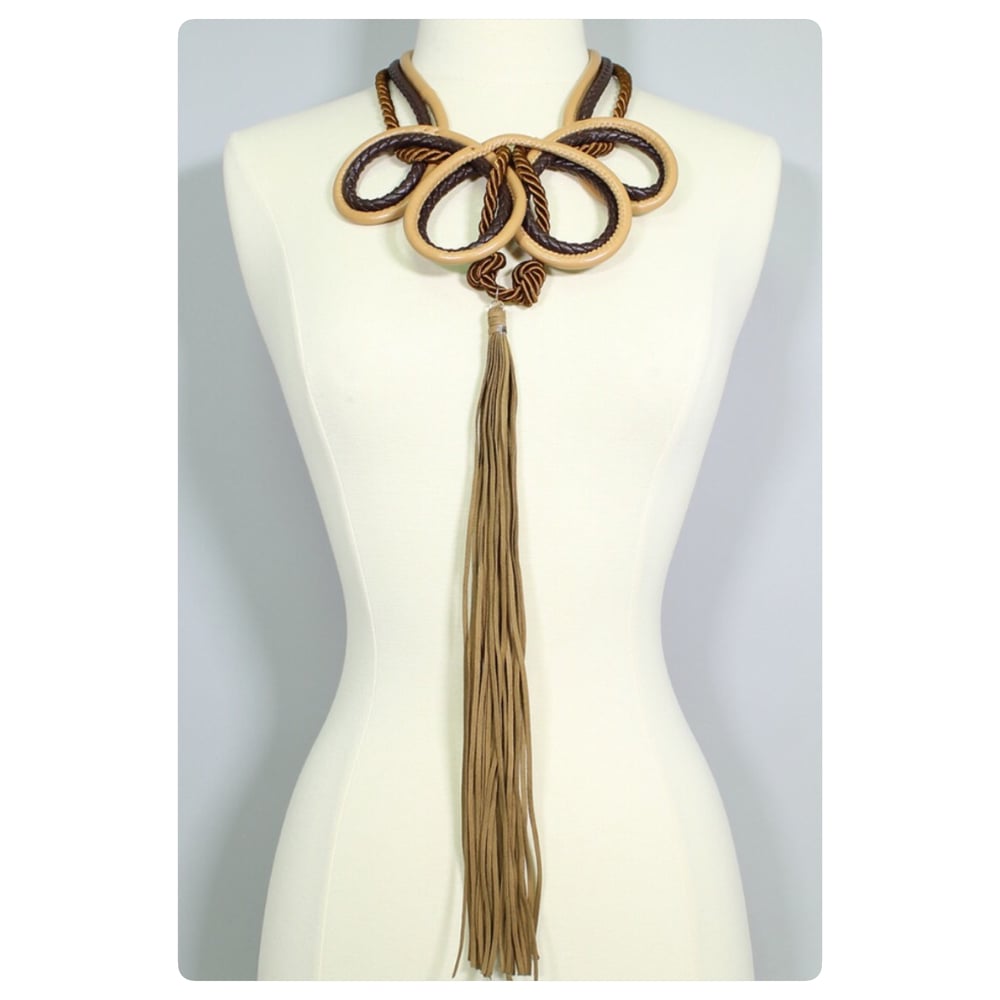 Image of Dahlia Leather Loop Statement Necklace