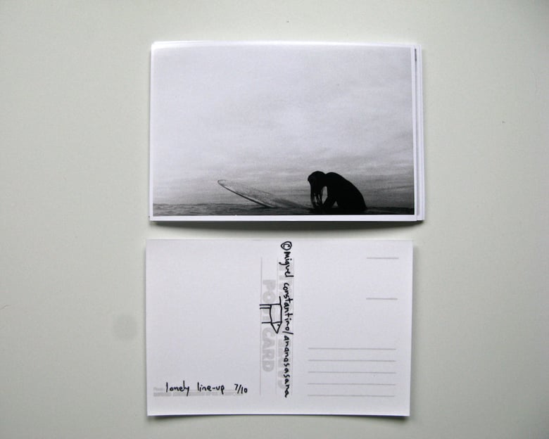 Image of Lonely line-up postcard (gelatin silver print)