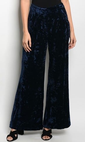 Image of Crushed Velvety Bottoms (Navy)
