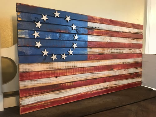 Image of Medium American Flag Rustic or Burned Finish