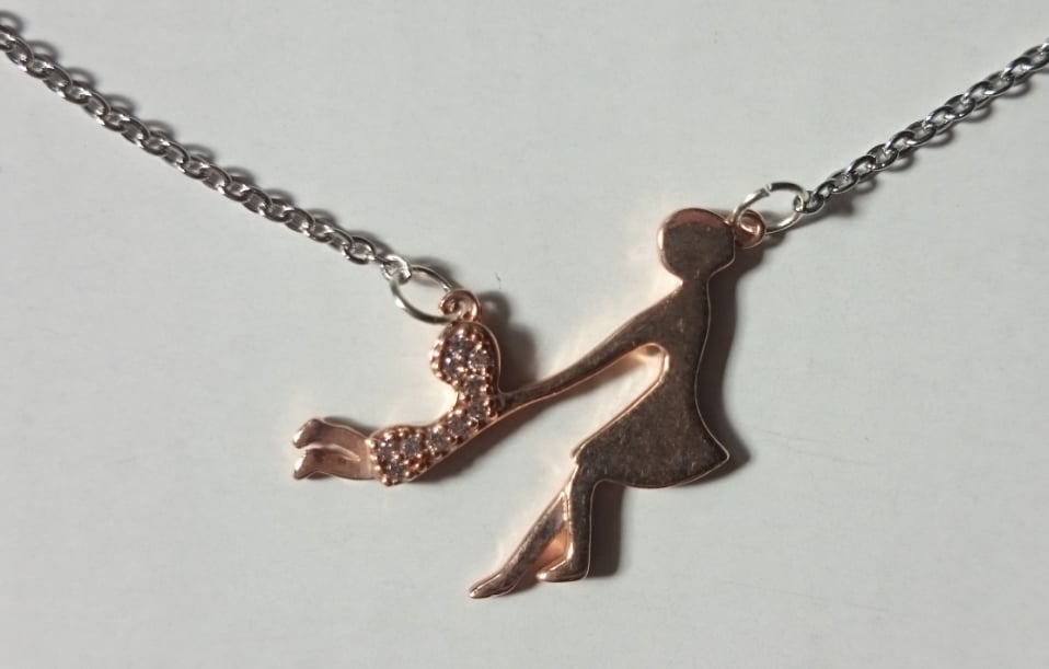 mother child necklace rose gold