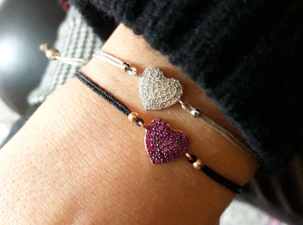 Image of BRACCIALI ARGENTO E ZIRCONI CON CORDINO