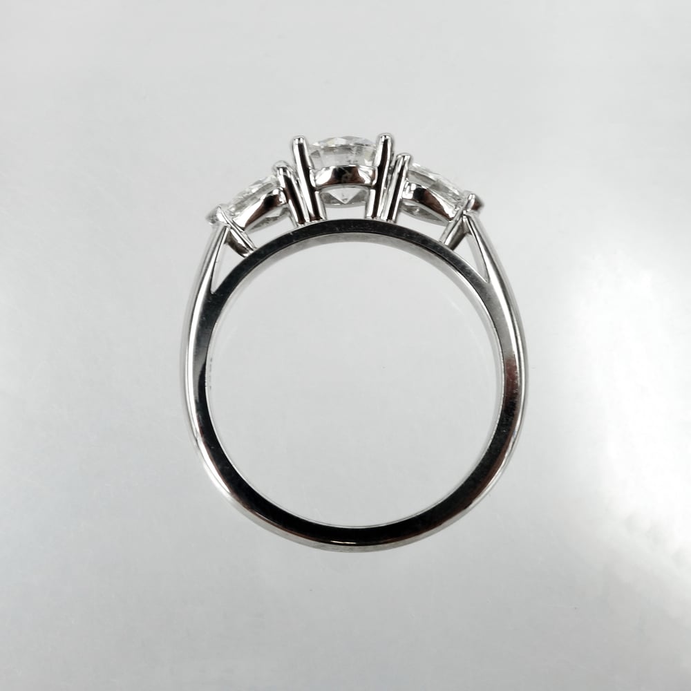 Image of 18ct White Gold Round + Pear Shape Diamond Engagement Ring
