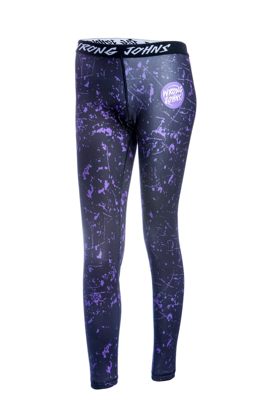 Image of Womens Purple Splashed Paint Thermal Bottoms