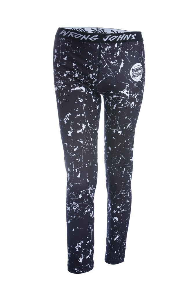 Image of Mens White Splashed Paint Thermal Bottoms
