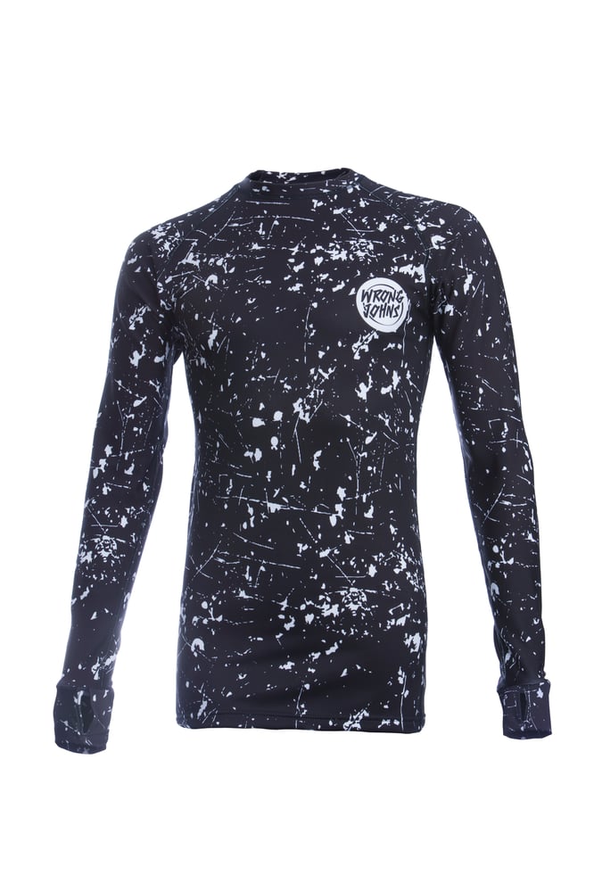 Image of Mens White Splashed Paint Thermal Top