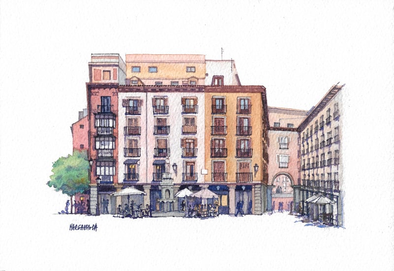 Image of Plaza de la Provincia - Madrid, España | Original Watercolor | Acuarela Original