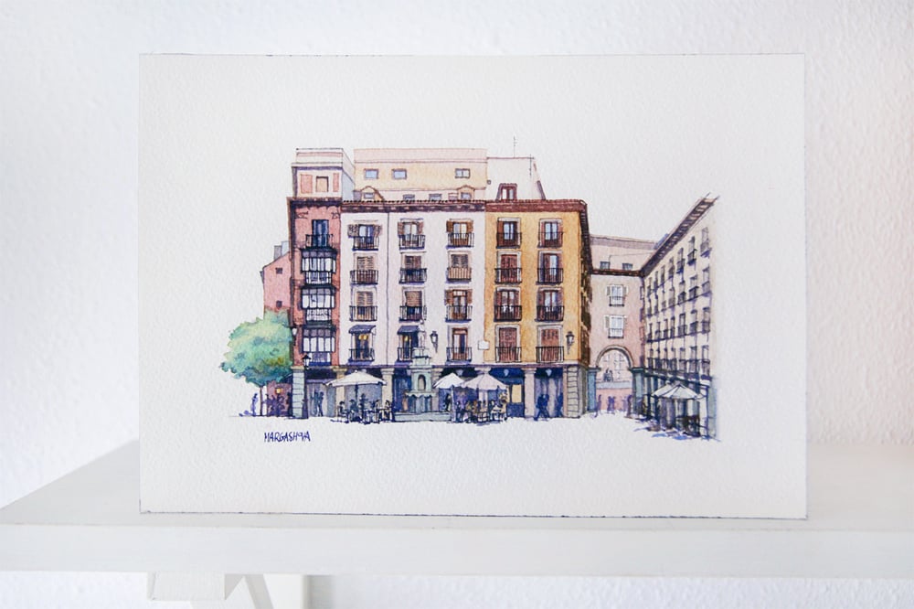 Image of Plaza de la Provincia - Madrid, España | Original Watercolor | Acuarela Original