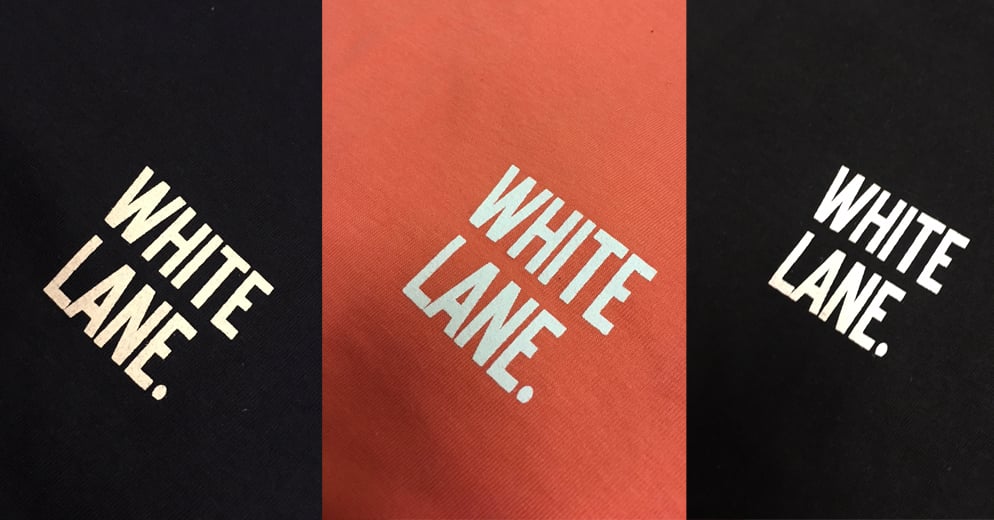 Image of Whitelane. Text Tshirt