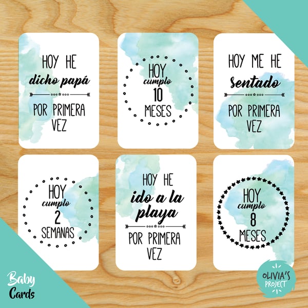 Image of Baby Cards Modelo Acuarela Mint