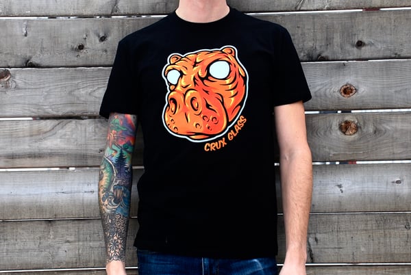 Image of Orange Hippo on Black shirt