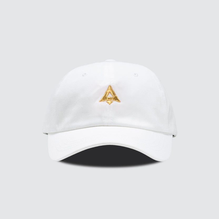 white gold dad hat