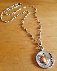 Image 1 of Two-tone English fob on Sterling and Pyrite chain, #4SE