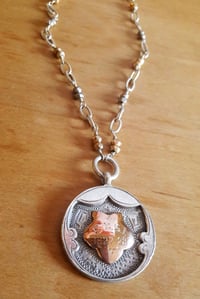 Image 3 of Two-tone English fob on Sterling and Pyrite chain, #4SE