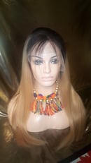 Image 3 of Virgin Brazilian Straight T1b/613/27HL Front Lace Wig