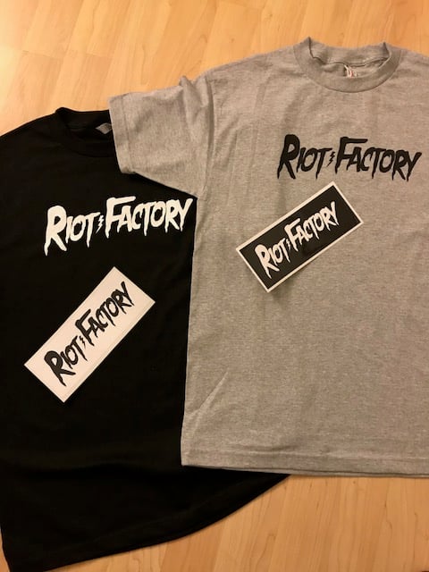 Image of RIOT FACTORY TEAM SHIRT/STICKER PACKAGE