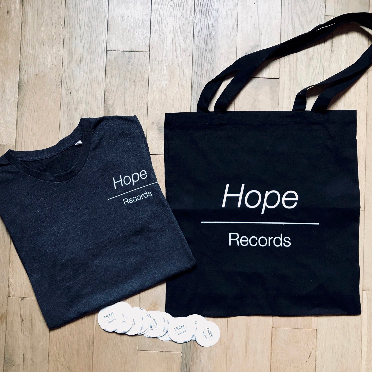 Image of T-Shirt Hope Records (Unisex) + Tote Bag (Noir)