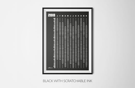 Image of ANTITHESIS BLACK 2018 SILKSCREEN PRINTED CALENDAR WITH SCRATCH-ABLE INK