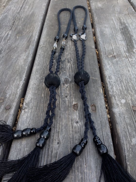 Image of Metal X Macrame Lariat Necklaces