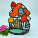 Orange Mushroom House Candle Holder 