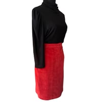 Image 3 of Vintage 1990s Red Suede Leather Pencil Skirt - Size 4- The Limited 
