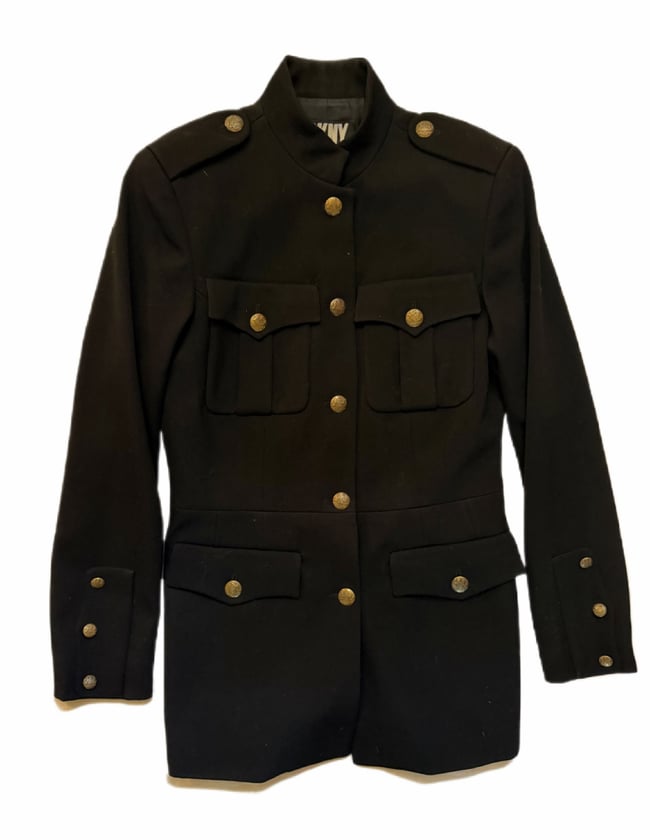 original 1980s DKNY wool black military napoleon coat jacket 