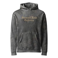 Image 2 of Deer Jumping Unisex Heavyweight Hoodie (Darkwood Tree Camo)