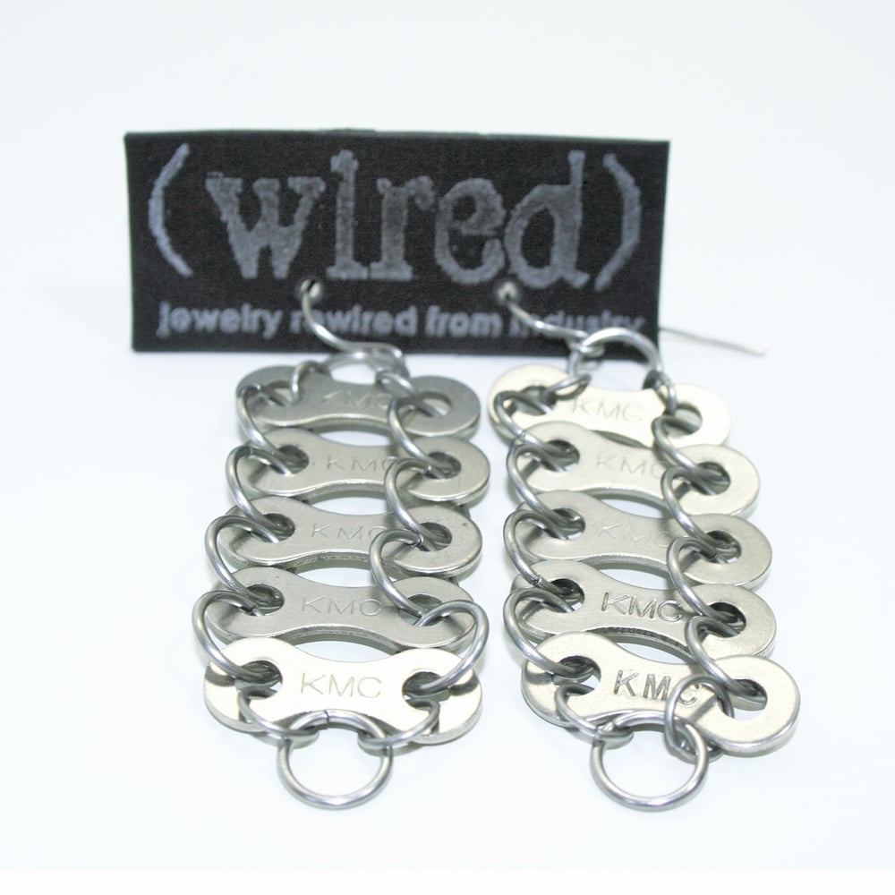 Image of Tracks5 || Upcycled Bike Chain Earrings