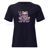 Image 1 of Women's Relaxed T-Shirt, Tie Dye Peace Frog Hippie Tee