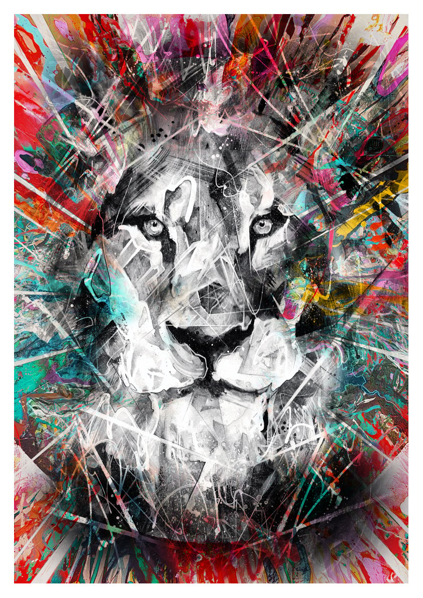 Lion Colour Splash OPEN EDITION PRINT - FREE WORLDWIDE SHIPPING!!!