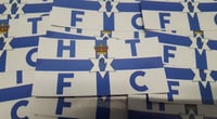 Image 1 of Huddersfield Town, Halifax Town, HTFC Blue Ulster Football/Ultras 10x5cm Stickers. Pack of 25.