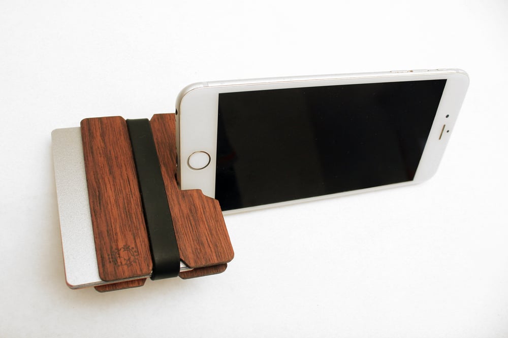 Image of Flexband Wooden Wallet Credit Card Holder/Phone Stand