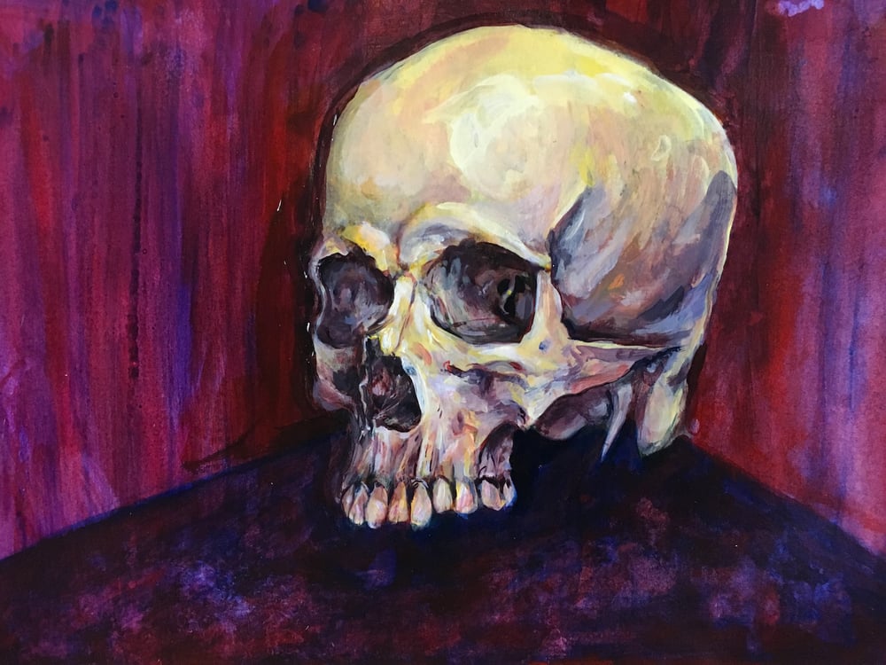 Image of Skull study in purple and yellow