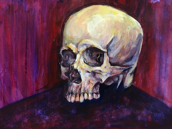 Image of Skull study in purple and yellow