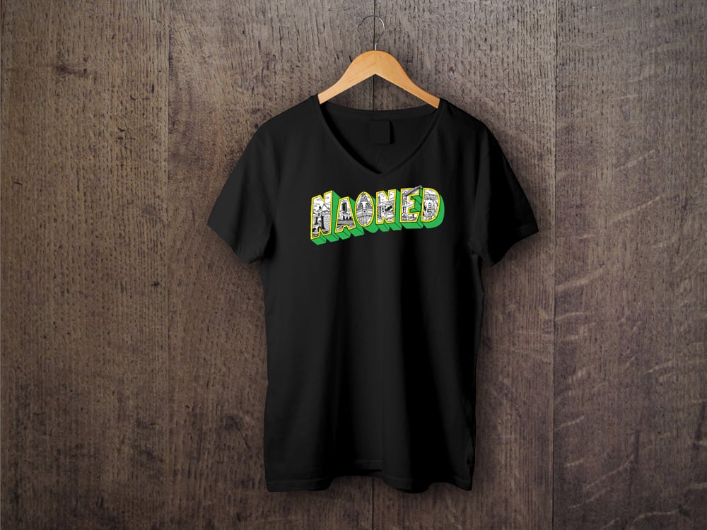 Image of Débardeur ou T-shirt Femme col V noir NAONED — Édition spéciale "Melen ha Gwer"